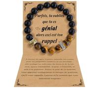 YELUWA Cadeau Homme Bracelet Pierres Naturelles Original Cadeaux Anniversaire Bracelet pour Papa Fils Frère Amis Grand Père Garçon Mari Beau-père Beau-frère Neveu Cadeau Homme 30-70 Ans Œil de Tigre