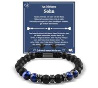 YELUWA Cadeau Pour Fils, Bracelet à Mon Fils, Cadeaux Pour Fils De Maman, Cadeau Mère Fils, Bracelet De Perles 18e Anniversaire Garçon, Bracelet Meilleur Fils De Maman Papa Pour Anniversaire Bleu DE