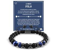 YELUWA Cadeau Pour Fils, Bracelet à Mon Fils, Cadeaux Pour Garçon De Maman, Bracelet De Perles 18e Anniversaire Garçon, Meilleur De Maman Papa Pour Anniversaire Bleu
