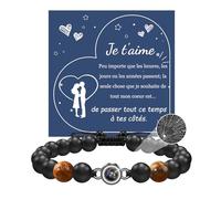 YELUWA Cadeau Saint Valentin Homme, Bracelet Pour Homme, Je T'aime Bracelet 100 Langues, Cadeau D'anniversaire Pour Mari Petit Ami Fils Papa Grand Père Ami