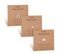 YELUWA Etoile Lune Soleil Collier Pour 3 Amies Colliers De Pédale Pour Amitié BFF Noël Cadeau D'anniversaire Pour Les Femmes Soeur Bestie Adolescentes Filles Argent