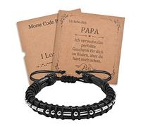 YELUWA I Love You Moss Code Homme Bracelet En Cuir Tressé Réglable Avec Carte Et Boîte Cadeau Fête Des Pères Et Anniversaire