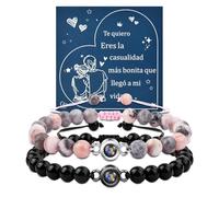 YELUWA Je T'aime en 100 Langues Bracelet, 2 Pcs Bracelet Couple Cadeau Pour Couple Pierre Projetée Bracelet Commun Couple Amoureux pour 2 Cadeau Couple Amoureux St Valentin Cadeau Amoureux ES