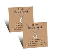 YELUWA Lune De Soleil Collier Pour 2 Amies Colliers De Pédale Pour Amitié Bff Noël Anniversaire Cadeau Pour Femme Soeur Bestie Adolescentes Filles Argent