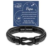 YELUWA Papa Bracelet en Cuir Tressé, Je t'aime Cadeau de Fête des Pères pour Papa Avec Boîte et Carte, Cadeau D'anniversaire, D'inspiration Bracelet Texte Gravé Bracelet Homme pour Papa Fils Fille DE