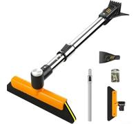 Yelvera Grattoir à glace pour pare-brise avec poignée extensible à 12 positions et tête de brosse pivotante en EVA pour un nettoyage efficace par temps froid
