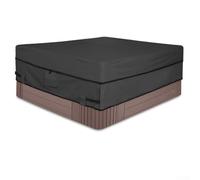 Yelvera Housse de spa carrée imperméable fabriquée à partir de tissu polyester 210D avec revêtement argenté pour piscines de spa extérieures avec aérations (228,6 x 228,6 x 50,8 cm)
