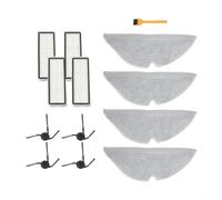 Yelvera Kit de serpillère latérale pour aspirateur DREAME D20 Plus, 4 brosses latérales, 4 filtres, 4 chiffons, 1 brosse de nettoyage pour balayer et balayer, facile à installer pour pièces de