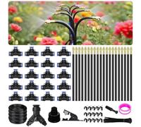 Yelvera Kit de système d'irrigation goutte à goutte de 5/8", système d'arrosage de jardin à 360°, kit d'arrosage réglable de 4/6 mm avec buses de brumisation flexibles, buses 15/18 pièces, interface