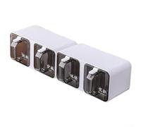 Yelvera Lot de 4 pots à condiments avec cuillères, récipients à épices en plastique transparent avec large ouverture pour le rangement de la cuisine (blanc)