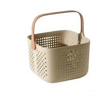 Yelvera Panier de douche portable en plastique avec trous de drainage et base plate, poignée robuste, bac de rangement spacieux pour salle de bain, cuisine, dortoir, salle de sport et organisateur de