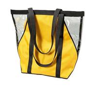 Yelvera Sac fourre-tout en tissu Oxford avec composants en PVC transparent pour les femmes à la recherche d'utilité lors des sorties à la plage, du shopping et des voyages (jaune)