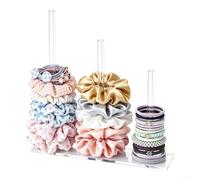 Yelvera Support à chouchou en acrylique avec trois anneaux verticaux parallèles et encombrement compact pour les petits espaces