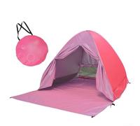 Yelvera Tente de plage portable pour activités familiales pour 2 adultes ou 3 enfants avec ventilation et pare-soleil (rose)