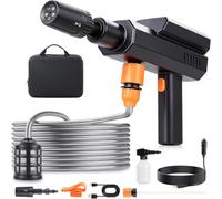 Yelyee Mini nettoyeur haute pression sans fil 60 bar 870 PSI avec buse 5 en 1 et buse à mousse, nettoyeur haute pression sans fil avec charge rapide Type-C et chargeur de voiture, batterie 12000 mAh