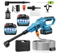 Yelyee Nettoyeur Haute Pression sans Fil avec Moteur sans balais, 3 Vitesses, buse 6 en 1, Compatible avec Batterie Makita 18 V, 2 Batteries 3,0 Ah avec indicateur LED, Tuyau de 5 m, pour Voiture