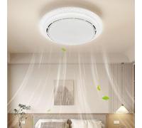 Yelyee ventilateur de plafond sans pales avec abat-jour en cristal, 3 températures, télécommande, 6 vitesses, silencieux pour salon et chambre