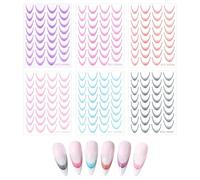 YELYTR 12 PièCes Stickers Ongles French, Gradient French Tip Nail Stickers, 3d Gradient Autocollant, Lignes Nail Art Sticker, Feuille D'Ongles Autocollant Accessoires Ongles Nail Design DIY DéCoration
