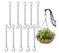 YELYTR Lot de 10 chaînes en métal à suspendre avec crochets en S - Chaînes suspendues - Cœurs en métal à suspendre - 29 cm - Capacité de charge : 5 kg - Pour suspensions de plantes, nichoirs à