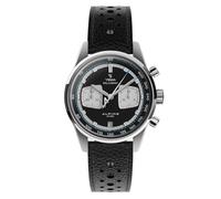 YEMA Rallygraf Alpine Chronographe Hybride Mécanique Quartz Acier Noir Cuir Blanc Date Montre Homme