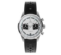 YEMA Rallygraf Alpine Chronographe Hybride Mécanique Quartz Acier Noir Cuir Blanc Date Montre Homme