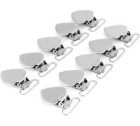 Yemaesre-10pcs Pinces Pour Jarretelles, Clips En Métal En Forme De C?ur Pince Attache-Sucette Avec Insert En Rectangle Pour Sucette, Paci,Dummy, Bib.