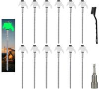 Yemaesre-12x Piquets De Tente À Visser Avec Effet Lumineux, Sardine À Visser Pour Camping Avec Adaptateur Fileté Et Métallique, Pour Camping, Blanc