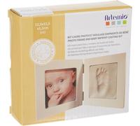 Yemaesre-13040008 Kit Moulage Empreinte De Bébé Et Cadre Photo Bois, Blanc, 12,5 X 12,5 X 1,2 (*2)