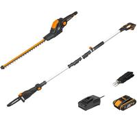 YEMAESRE-18V Taille Haie Télescopique Sans Fil 45Cm Tronçonneuse Elagueuse Sur Perche 20Cm Set Wg908E Poignée Réglable Fourreau Protection Perche1.8-2.3M