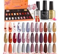 Yemaesre-21 Pièce Vernis Gel Semi-Permanent Vernis À Ongles Nail Polish Feuille D'érable Printemps Nudité Couleur Uv Led Base,Mat,Top Coat Kits De Manucure Gris Orange Jaune F987