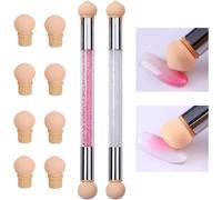 Yemaesre-2pcs Nail Art Éponge, Ouble Tête Éponge , Acrylique Nail Gradient Shading Pinceau, Avec 4 Têtes De Rechange, Sponge Gradient Outil Nail Art Ongles Ongles Accessoires