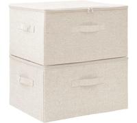 Yemaesre-2x Boîtes De Rangement Coffres De Rangement Pliables Organisateurs Conteneurs Stockage Chambre Maison Intérieur Tissu 43x34x23 Cm Crème