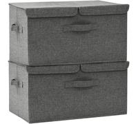 Yemaesre-2x Boîtes De Rangement Coffres De Rangement Pliables Organisateurs Conteneurs Stockage Chambre Maison Intérieur Tissu 50x30x25 Cm Anthracite