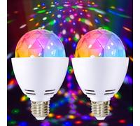 YEMAESRE-2X Lampe De Fête Led, E27 3W Rgb Led Boule Disco, Ampoule Disco Rotative À 360°, Lampe Disco Led Pour Douille E27, Ampoule Décoration De Fête Pour Mariage, Fête D'Anniversaire, Halloween, No