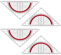 Yemaesre-4pcs Equerre Ecole Rapporteur,Triangle De Géométrie, 2 En 1 Requerre Plastique,Transparente Equerre De Géométrie Hypoténuse Pour Etudiants Bureau Maths,Rapporteur College,Equerre Ecole