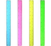 Yemaesre-4pièces 30cm Sauteurs Transparents Dirigeants En Plastique Direct Crushing Rulers Children's Mathematical Supplies Student School Office Mesure Outils (Multi-Color)