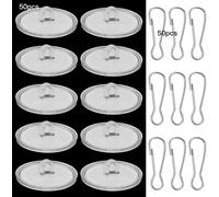 Yemaesre-50 Pcs Clear Self-Adhesive Heavy Duty Wall S Without Drilling Plastic Ceiling S Transparent Sticky S Self-Adhesive Nail Free S With Flag Pole Clip For Bedroom Living Room