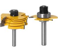 YEMAESRE-8Mm Jeu De Forets De Toupie À 3 Ailes Réglables Router À Rainure Bits Fraise À Bois Mèche De Menuiserie Routeur T Forme Avec 6Pcs Lame De Coupe 1,8Mm,2,5Mm,3Mm,4Mm,5Mm,6,35Mm
