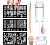 Yemaesre-9pièces Nail Art Stamper,Ensemble Tampons En Silicone Transparent Nail Art,French Manucure,Kit Nail Art Outils Manucure,Outil D'impression De Manucure Bricolage Accessoires D'art D'ongle
