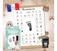 Yemaesre-Affiche ""Mes Premières Fois"" À Tamponner, Cadeau De Naissance Bébé, Souvenir, Decoration Chambre Bebe, Baguettes Suspension, Kit Empreinte Bébé, Coffret Cadeau Baby Shower