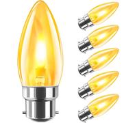 YEMAESRE-Ampoule B22 À Filament, 1W Ampoule Flamme, Ampoules Décoratives À Faible Luminosité, Bougie Forme C35 Rétro, 1800K Crépuscule, Non-Dimmable, 2 Modes De Simulation, Lot De 6