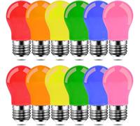 Yemaesre-Ampoules Colorées E27 Led 2w Couleurs Mélangées, Rose, Orange, Rouge, Jaune, Bleu, Vert Pour Fête, Décoration De Noël,Lot De 12