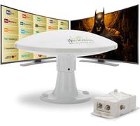 YEMAESRE-Antenne Omnidirectionnelle Terrestre Tnt Hd - Dvb-T/T2 ¿ Dab ¿ 12/24/220 V ¿ Kit Complet Avec Câbles Et Puissant Amplificateur Pour Camping Car, Caravane, Fourgon, Camion, Bateau
