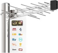 YEMAESRE-Antenne Tv D'Extérieur Pour Freeview - Antenne Numérique Hd Résistante Aux Intempéries Pour Réception 4K/1080P, Prend En Charge Dvb-T/T2, Signal Uhf/Vhf, Installation Sur Toit Ou Grenier, Câ