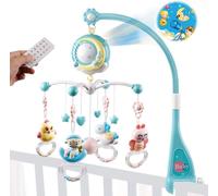 Yemaesre-Bébé Mobile De Berceau Musical Avec Projecteur De Fonction De Synchronisation Et Lumières,Hochets Rotatifs Suspendus Et Télécommande Boîte À Musique Avec 150 Mélodies,Jouet Pour Nouveau-Né 0