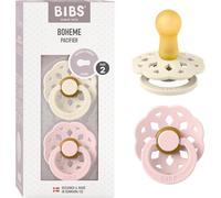 Yemaesre-Boheme Lot De 2 Tétines. Sans Bisphénol A. Téterelle Ronde, Latex De Caoutchouc Naturel, Taille 2 (6-18 Mois), Ivory/Blossom