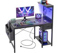 Yemaesre-Bureau Led 100 X 50 Cm Avec Pr S, Pliable, Avec Tiroir, Poche Latérale Et Sac, Grand Espace De Rangement, Station De Travail Avec 2 Crochets, Pour Bureau À Domicile