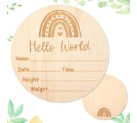 Yemaesre-Carte Mensuelle Bebe Bois, 15 Cm Double Face Carte Mensuelle En Bois Bébé Panneau De Nom De Bébé Pour Chambre D'enfant Hôpital Cartes Étapes Bébé Bois Pour Baby Showers Accessoires Photo