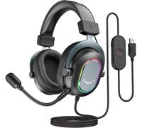 YEMAESRE-Casque Gamer Pc, Casque Gaming Avec Micro Pour Ps4 Ps5, Son Surround 7.1 Usb Casque Fil Gaming Avec 3 Mode Eq, Rgb, Coussinets Souples - H6