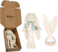 YEMAESRE-Coffret Cadeau Naissance Bébé - 2 Pièces Doudou Pantin Lapin 25 Cm + Anneau De Dentition En Silicone ¿ Lapinoo ¿ Couleur Crème ¿ Dès La Naissance ¿ K390041